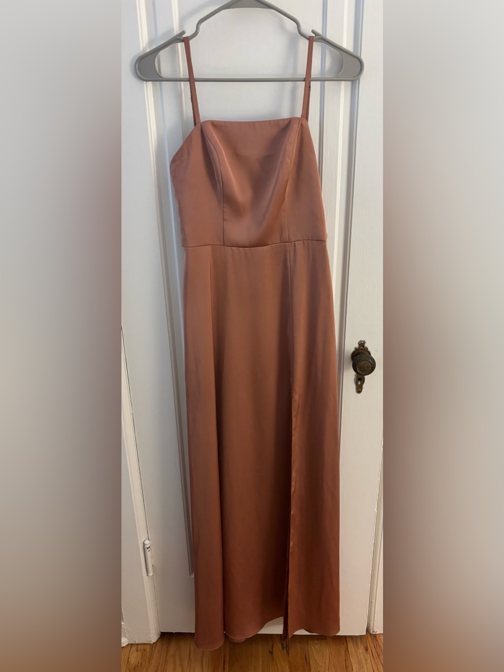 Azazie Oliver Satin dress in Bronzer